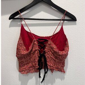Vintage Y2K Angie Lace Up Raw Hem Crop Top Size Large